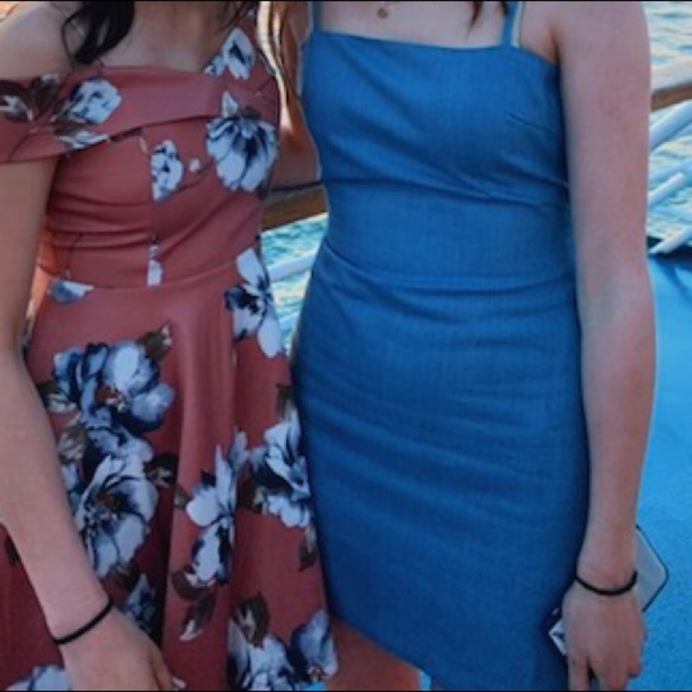 Lulu’s Blue Chambray Tie-Back Mini Dress